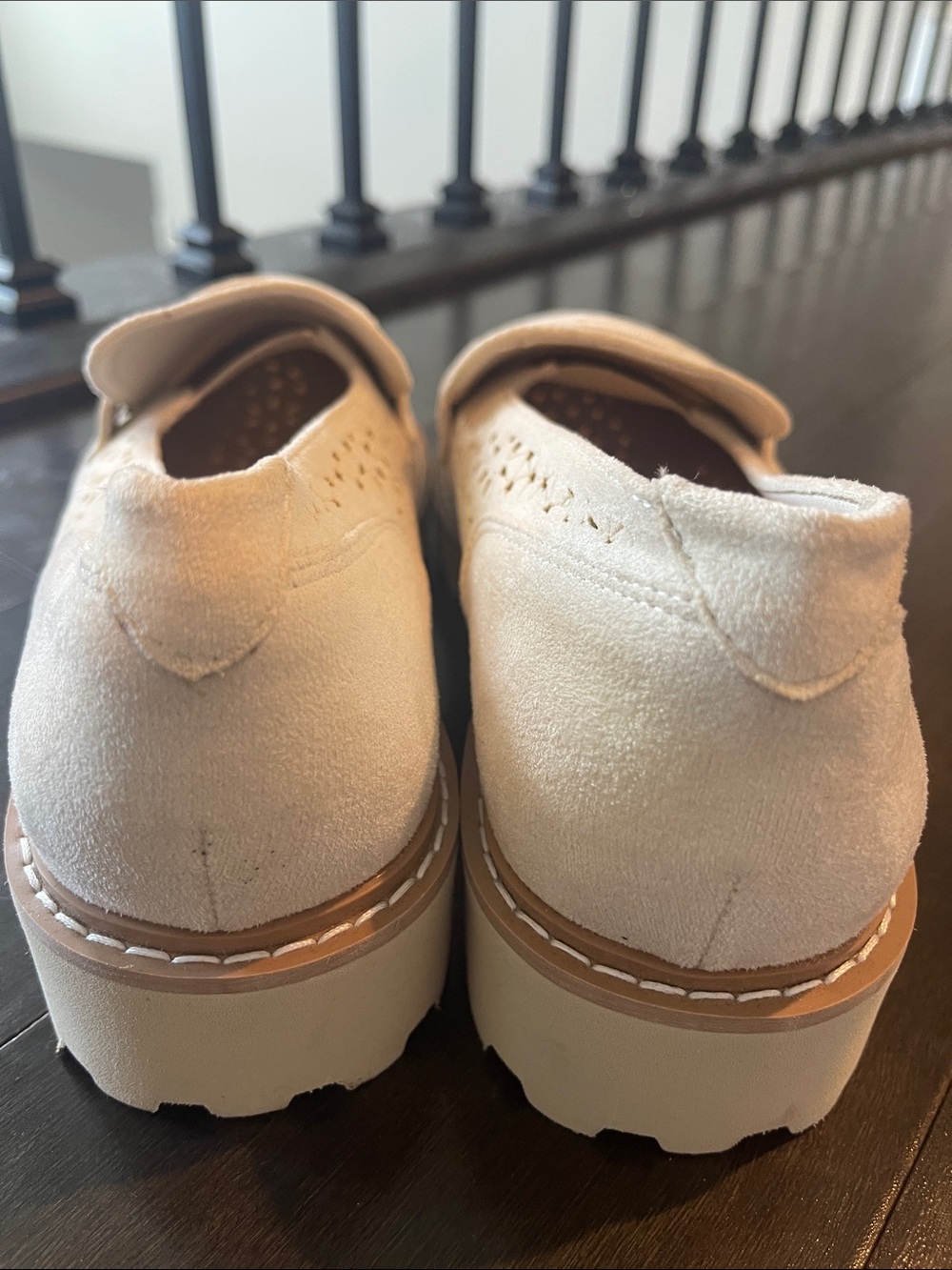 Pierre Dumas Cream Perforated Slip-On Loafers - Picture 5 of 8